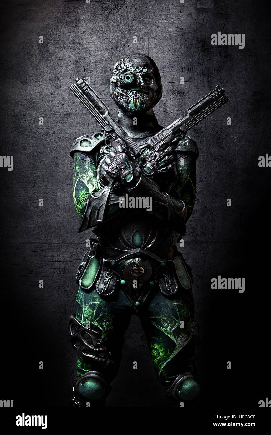 Fantastische Kunst: Cyborg Frau Stockfoto