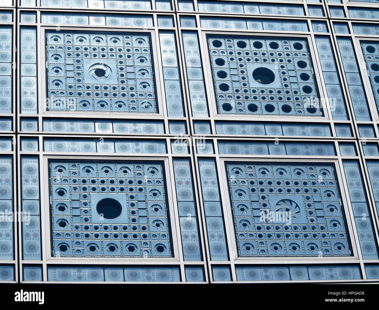 Frankreich, Paris. 5. Arrondissement. Institut du Monde Arabe. Architektonisches detail Stockfoto