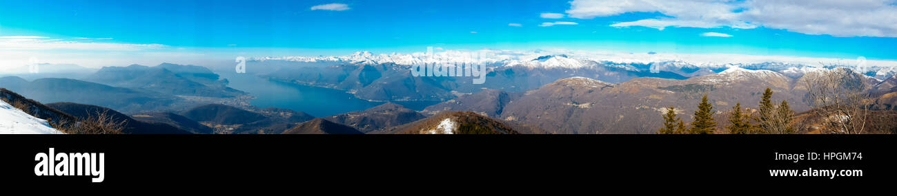 Panorama der Alpen vom Monte Lema Stockfoto