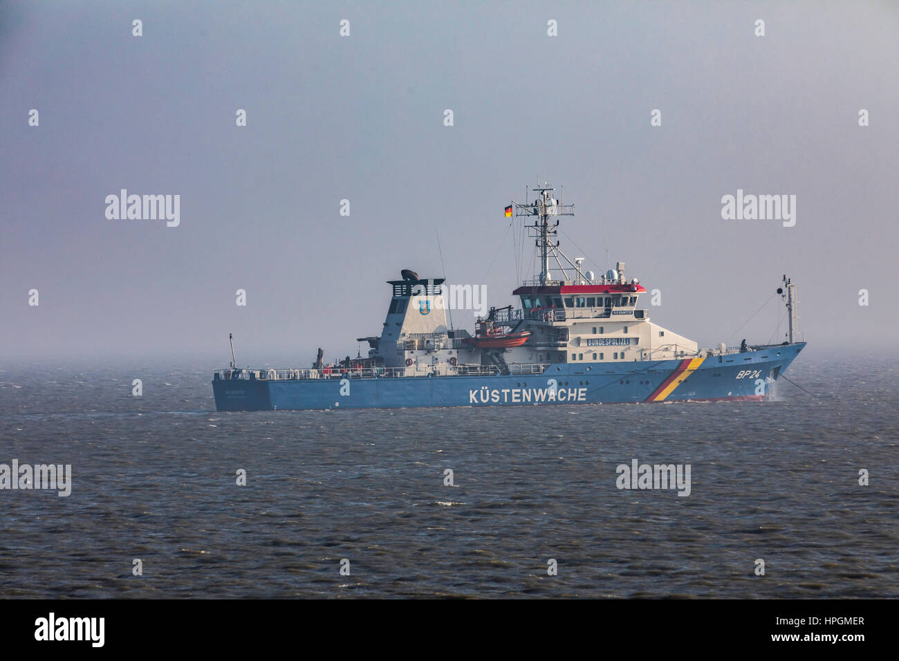 KŸstenwache, deutsche Küstenwache, Boarder Polizei Patrouillenboot, Deutsche Nordsee Stockfoto