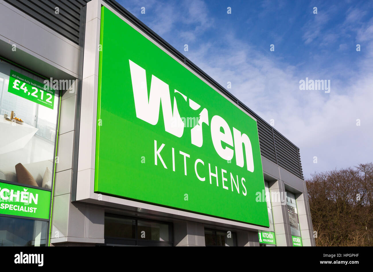 Wren Küchen-Store im Roaring Meg Retailpark, Stevenage Stockfoto