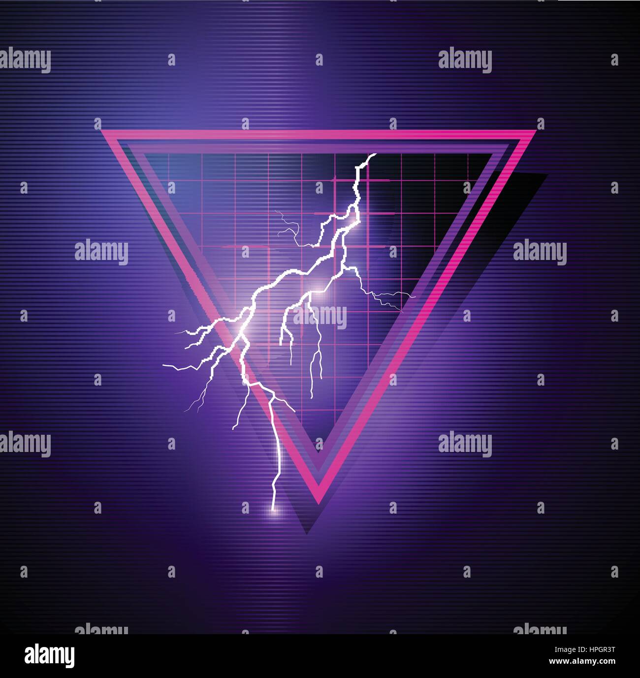Retro 80er Element mit Dreiecken und Blitzen. Vektor-illustration Stock Vektor