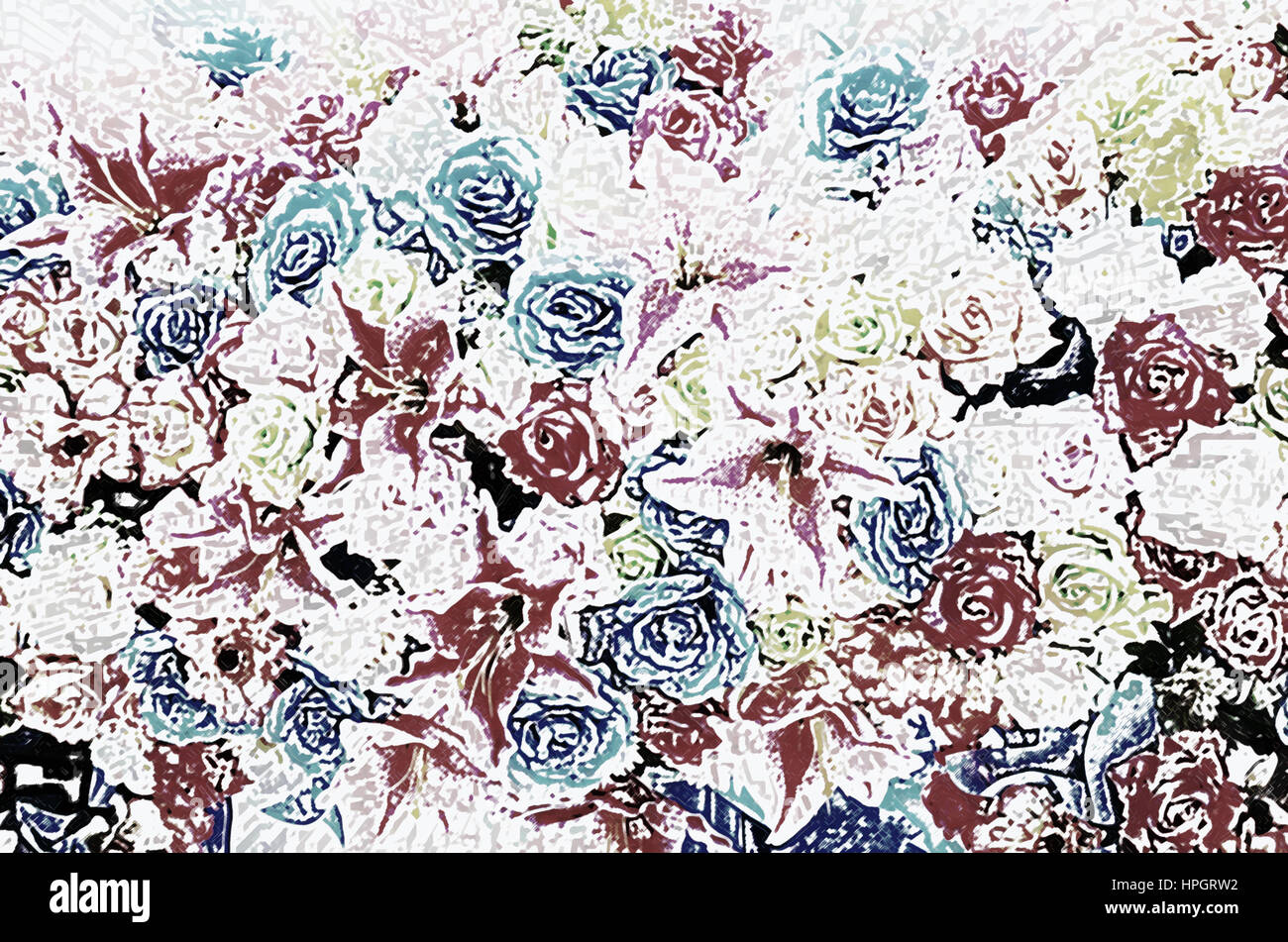 abstrakte Rosenblüte aus Aquarell Stockfoto