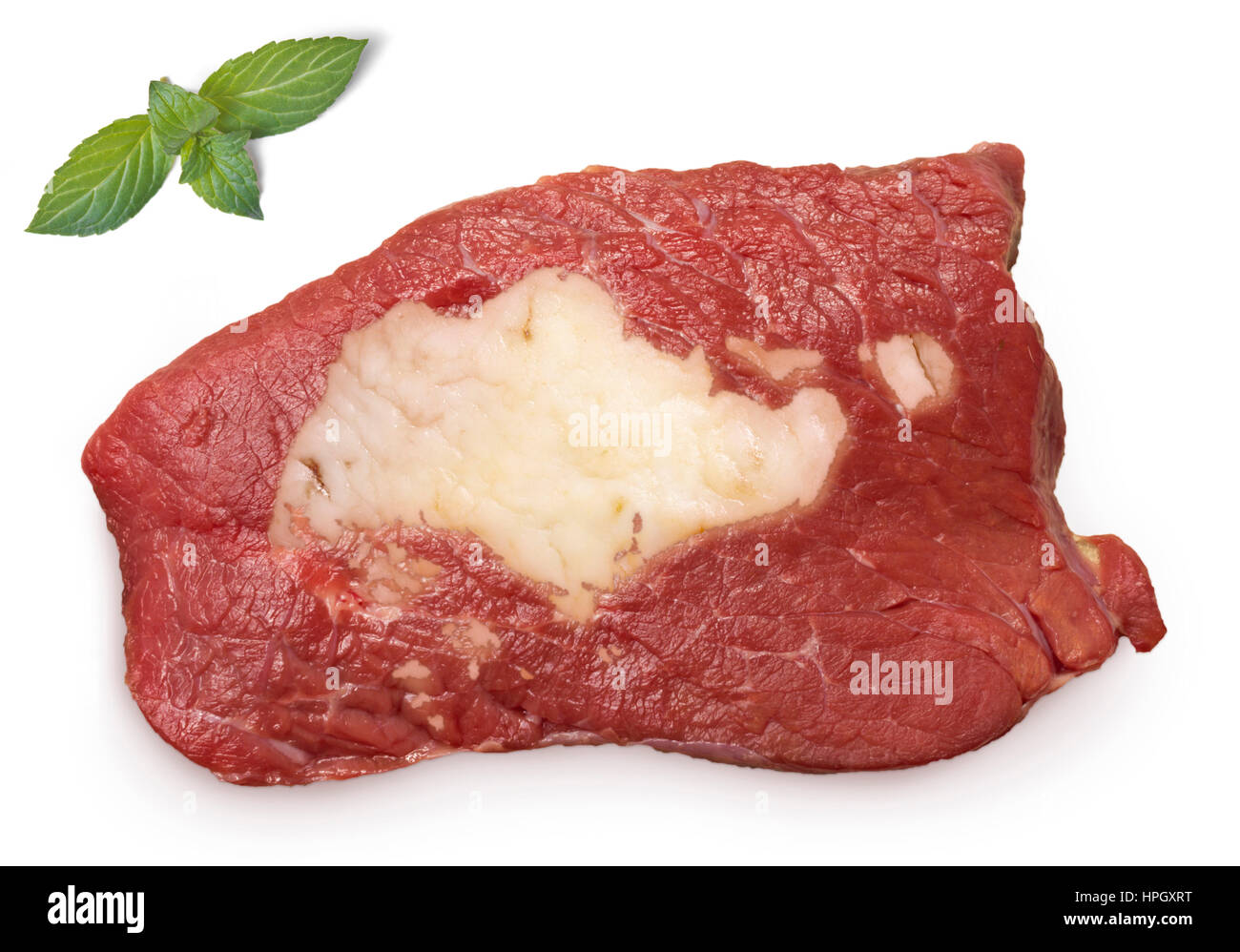 Rohes Fleisch (Roastbeef) und Fett zusammen hinein in Form von Singapur. (Serie) Stockfoto