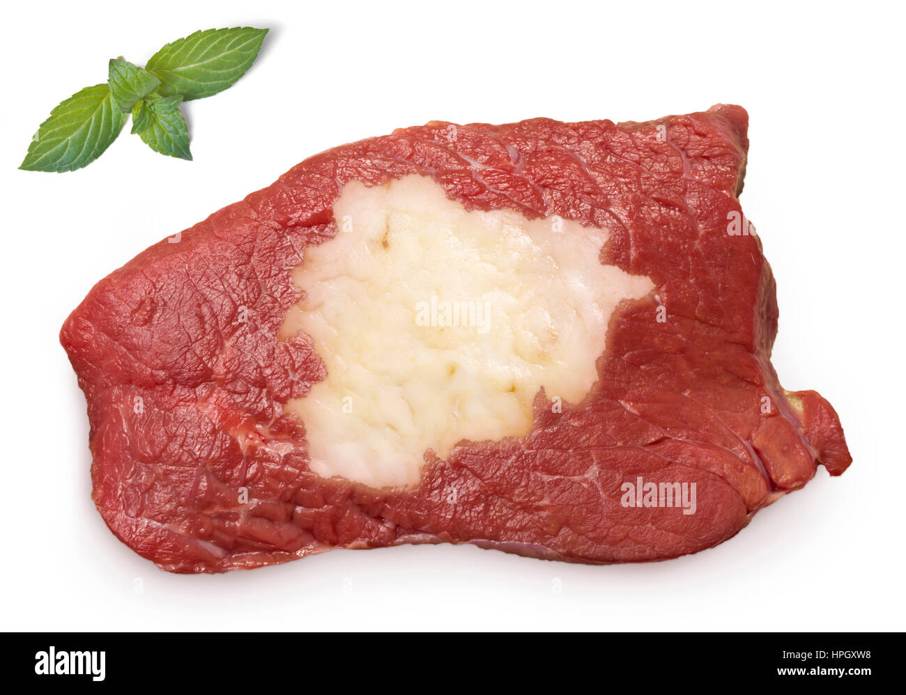 Rohes Fleisch (Roastbeef) und Fett zusammen hinein in Form von Andorra. (Serie) Stockfoto