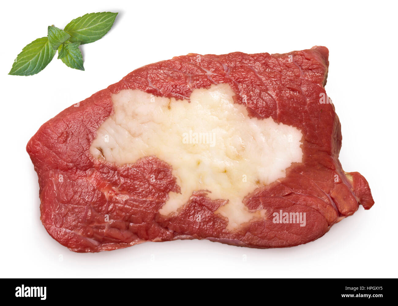 Rohes Fleisch (Roastbeef) und Fett zusammen hinein in die Form der Ukraine. (Serie) Stockfoto