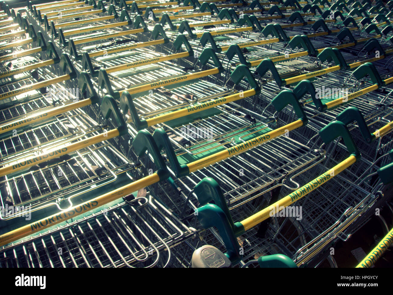 Morrissons Store Zeichen Warenkorb Einkaufswagen Stockfoto