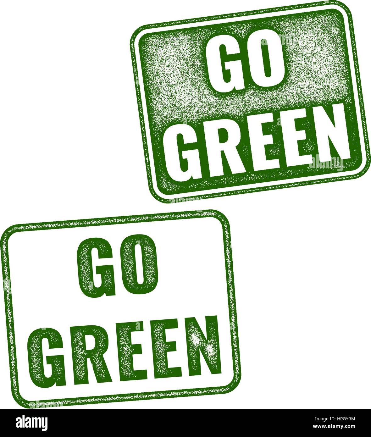 Realistische grüne Vektor Grunge Stempel Go Green isoliert auf weißem Hintergrund Stock Vektor