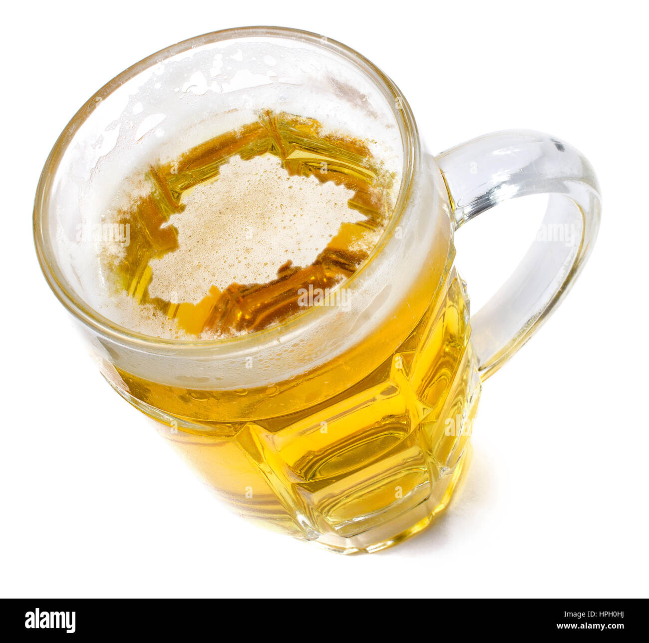 Bier-Kopf in das geformte Andorra und ein Bier. (Serie) Stockfoto