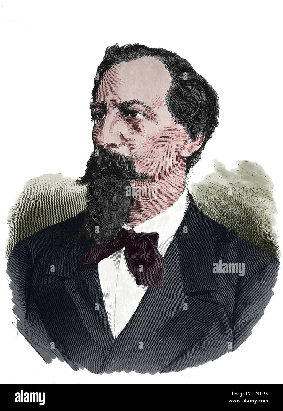 Ferdinand II. von Portugal (1816-1885). Porträt. Kupferstich, 1882. Die spanischen und amerikanischen Illustration, 1882. Spanien. Stockfoto