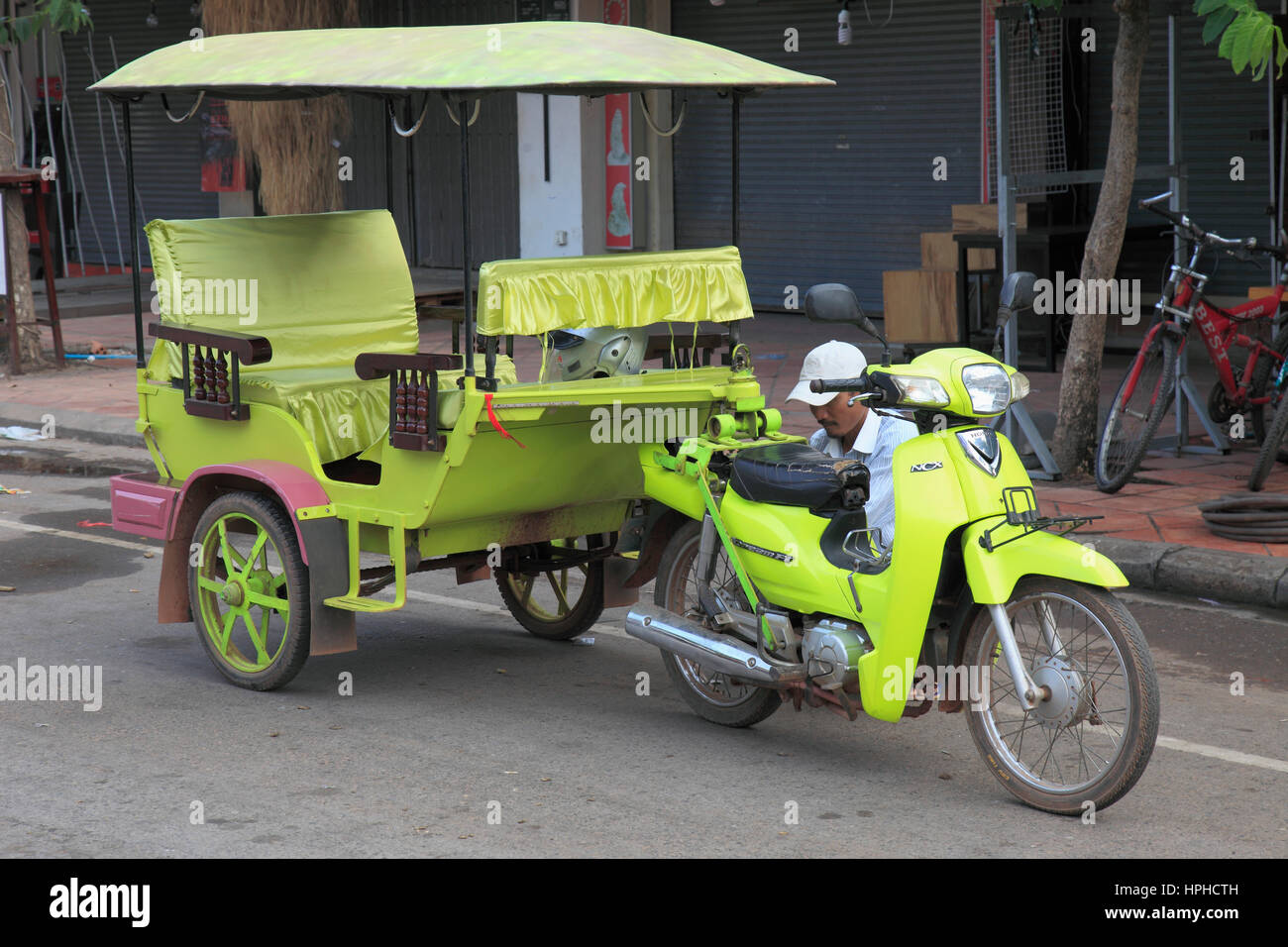 Kambodscha, Siem Reap, Hotelauto, Tuk Tuk, lokalen Taxi, Stockfoto