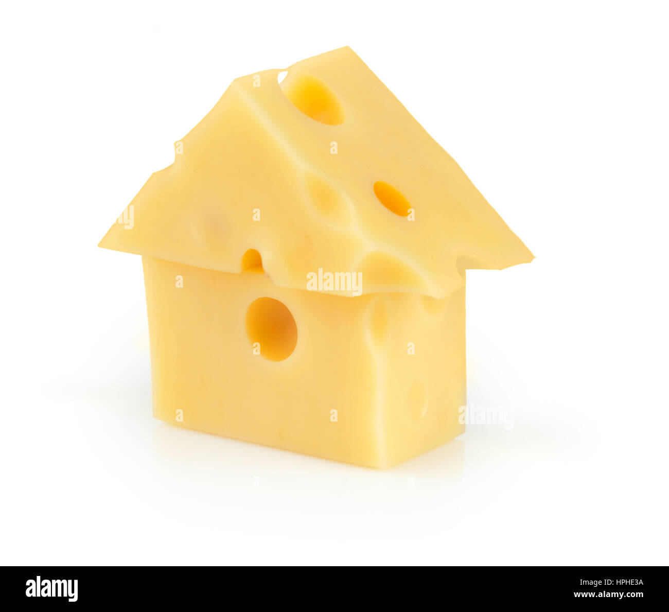 Stück gelb poröse Käse Stockfoto
