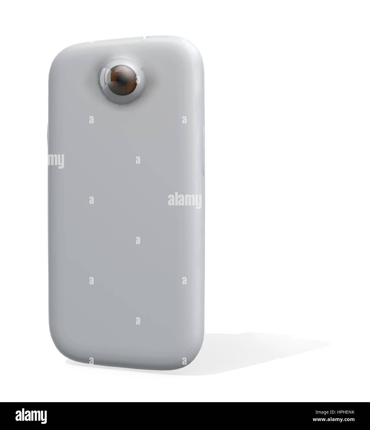 Smartphone Rückkamera mit Augapfel, 3d illustration Stockfoto