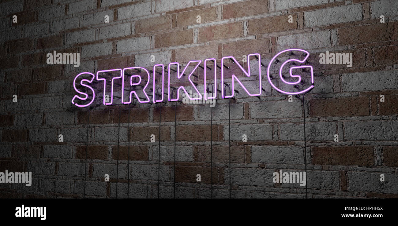Auffallend - leuchtende Neon-Schild an Wand Mauerwerk - 3D gerendert Lizenzgebühren freie stock Illustration.  Einsetzbar für Online-Bannerwerbung und Direct-Mailings. Stockfoto