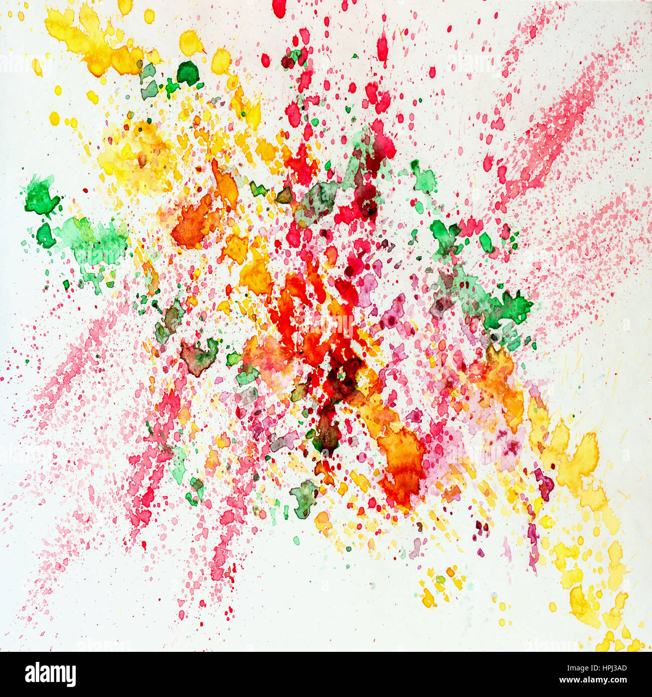 Abstrakte Aquarell hell farbigen Hintergrund malen mit Spray, Flecken, Spritzer. Hand auf Papier Maserung gezeichnet. Für moderne Muster, Wallpaper, Banner-design Stockfoto