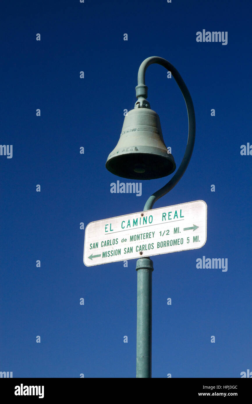 Zeichen markieren die El Camino Real Stockfoto