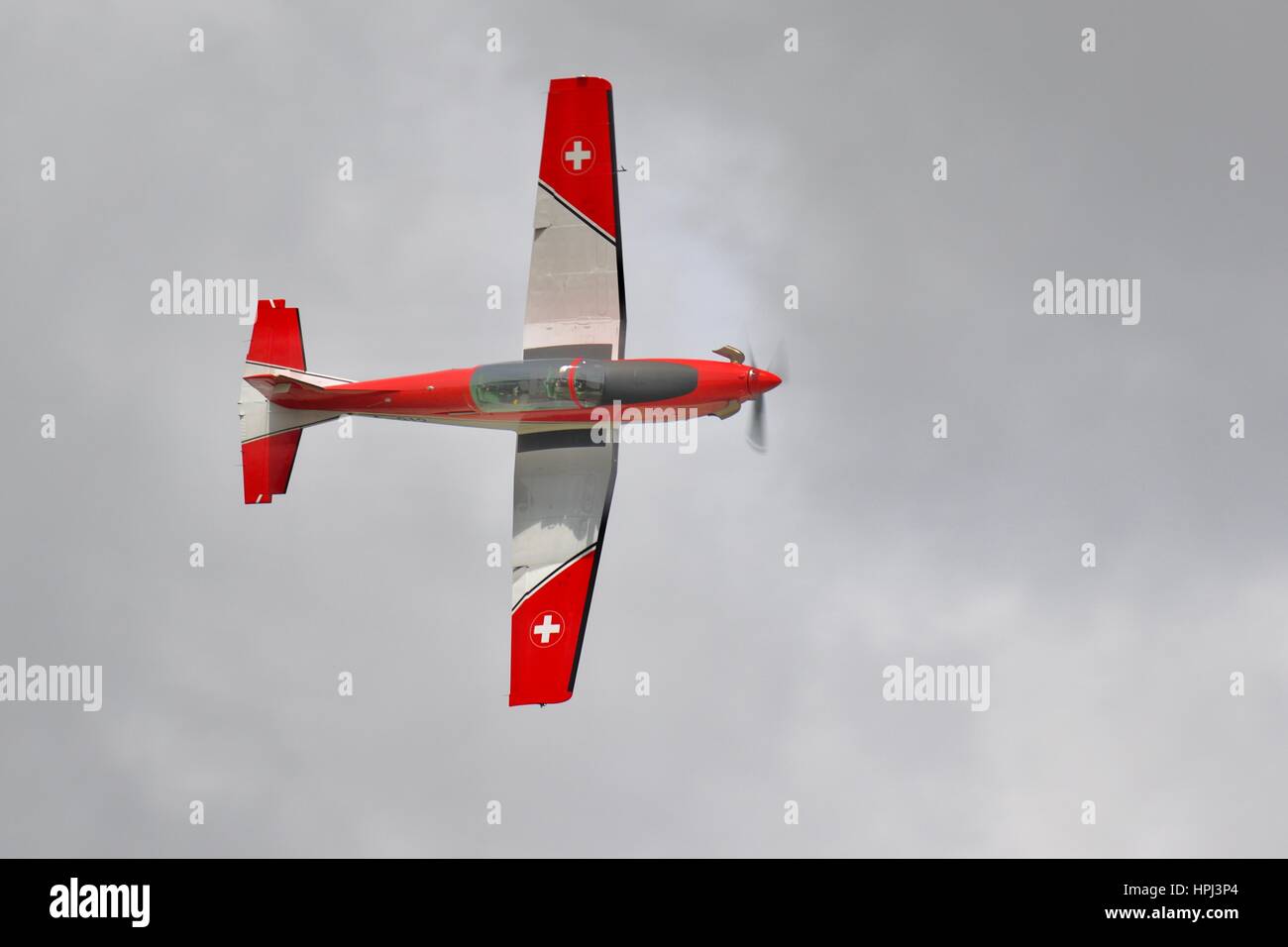 Kunstflugstaffel der Schweizer Luftwaffe PC-7 Stockfoto