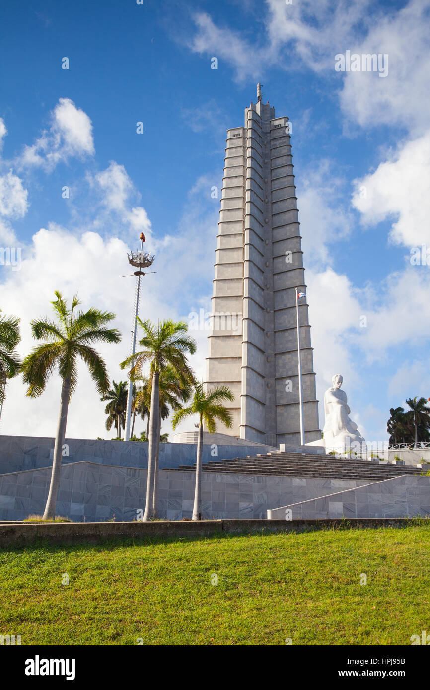 Havanna, Kuba - Januar 22,2017: Jose Marti Denkmal auf Revolution Quadrat. Es ist 109 m hoch und ist eines der höchsten Gebäude in Kuba. Stockfoto