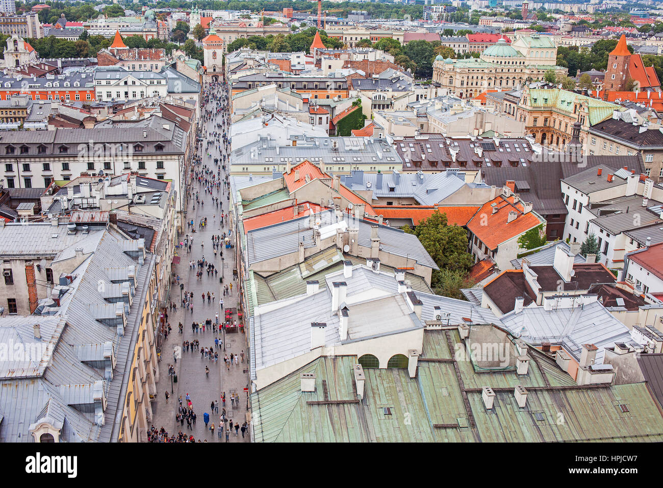 Florianska Straße mit Florians Tor, Altstadt, Krakau, Krakau, Stockfoto