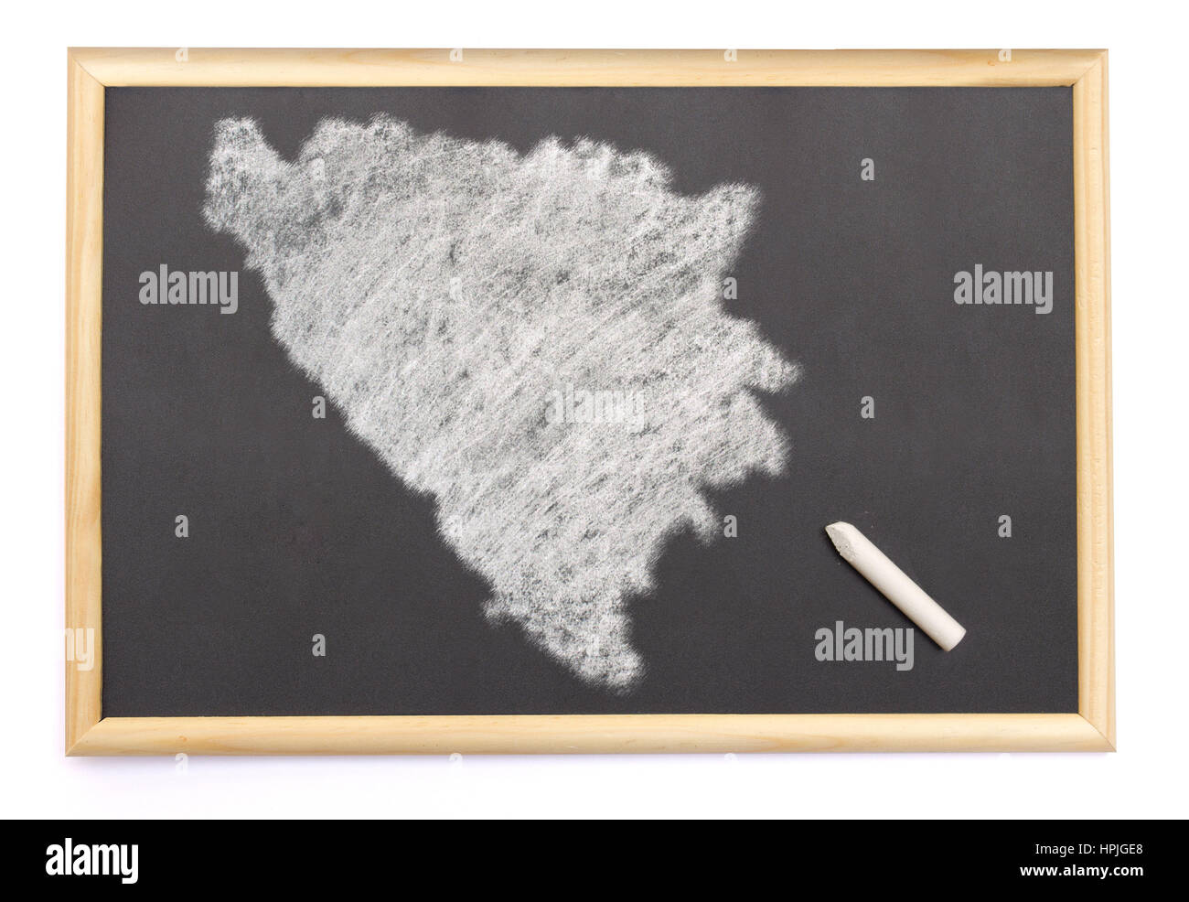 Tafel mit Kreide und die Form von Bosnien und Herzegowina auf gezeichnet. (Serie) Stockfoto