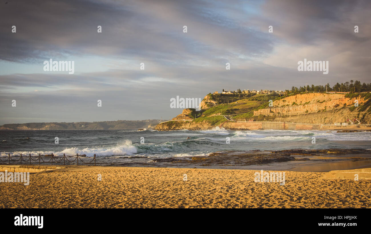 Newcastle Beach View bei Sonnenaufgang Stockfoto