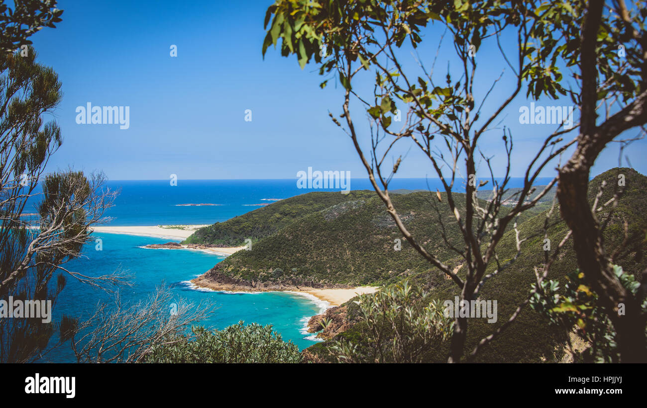 Blick vom Tomaree Head, Port Stephens Stockfoto