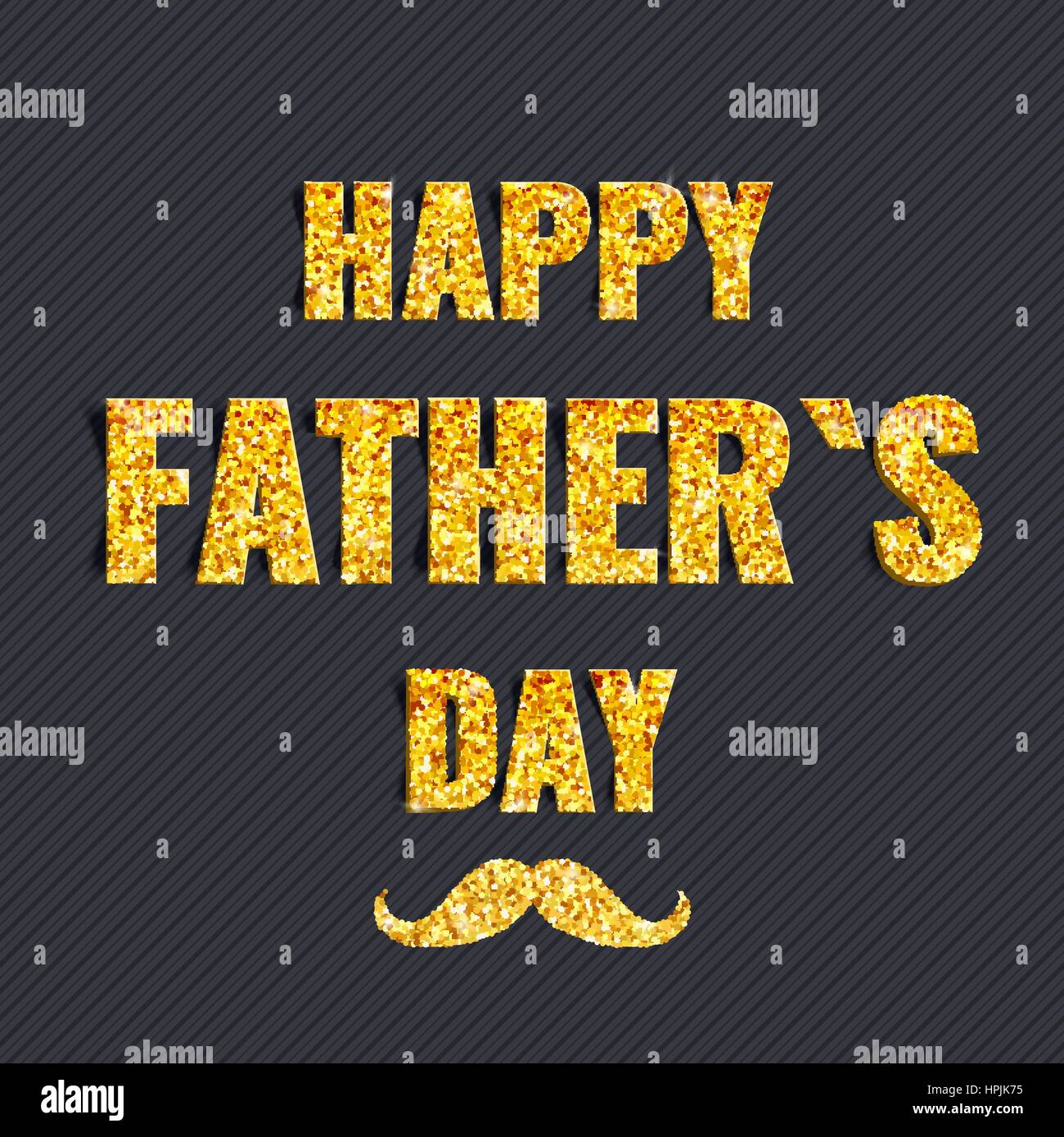 Golden glitzernden Worte Happy Fathers Day Vektor Karte auf grauem Hintergrund Stock Vektor