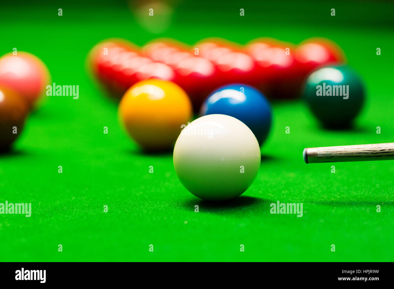 Snooker - Nahaufnahme mit dem Ziel der Spielball Stockfoto