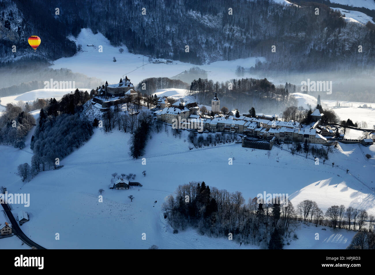 Gruyère: Chateau d ' Oex internationales Ballon-Festival / Festival International de Ballons À Château-d ' Oex Stockfoto