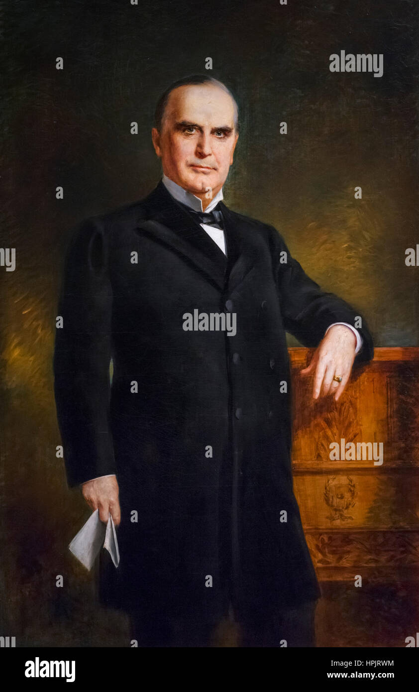 William McKinley. Porträt der 25. US-Präsident William McKinley von August Benziger, Öl auf Leinwand, 1897. Stockfoto
