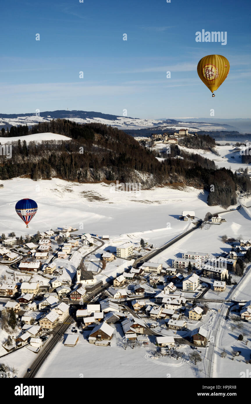 Enney: Chateau d ' Oex internationales Ballon-Festival / Festival International de Ballons À Château-d ' Oex Stockfoto