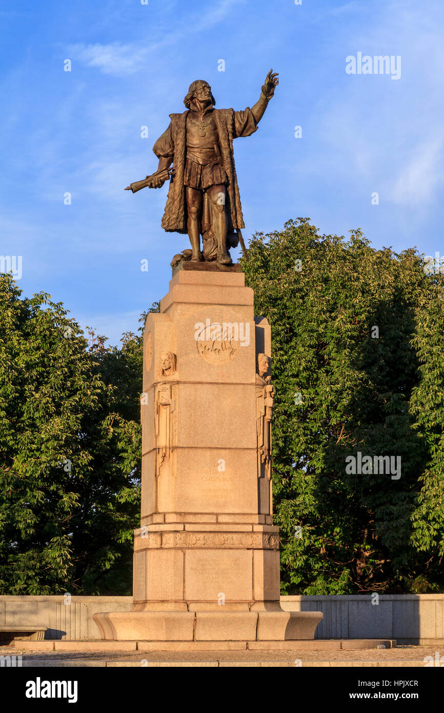 Denkmal von Christoph Kolumbus, Bronze Statue, Grant Park, Chicago, Illinois, USA Stockfoto