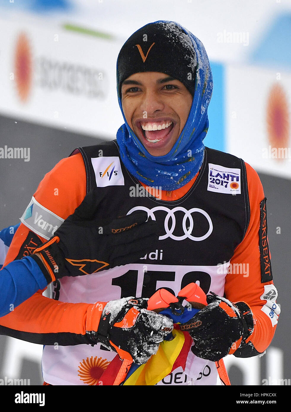 Lahti, Finnland. 23. Februar 2017. Venezolanische Sportler Adrian Solano auf 2017 Nordische Ski-WM in Lahti, Finnland, 23. Februar 2017. Foto: Hendrik Schmidt/Dpa-Zentralbild/Dpa/Alamy Live News Stockfoto