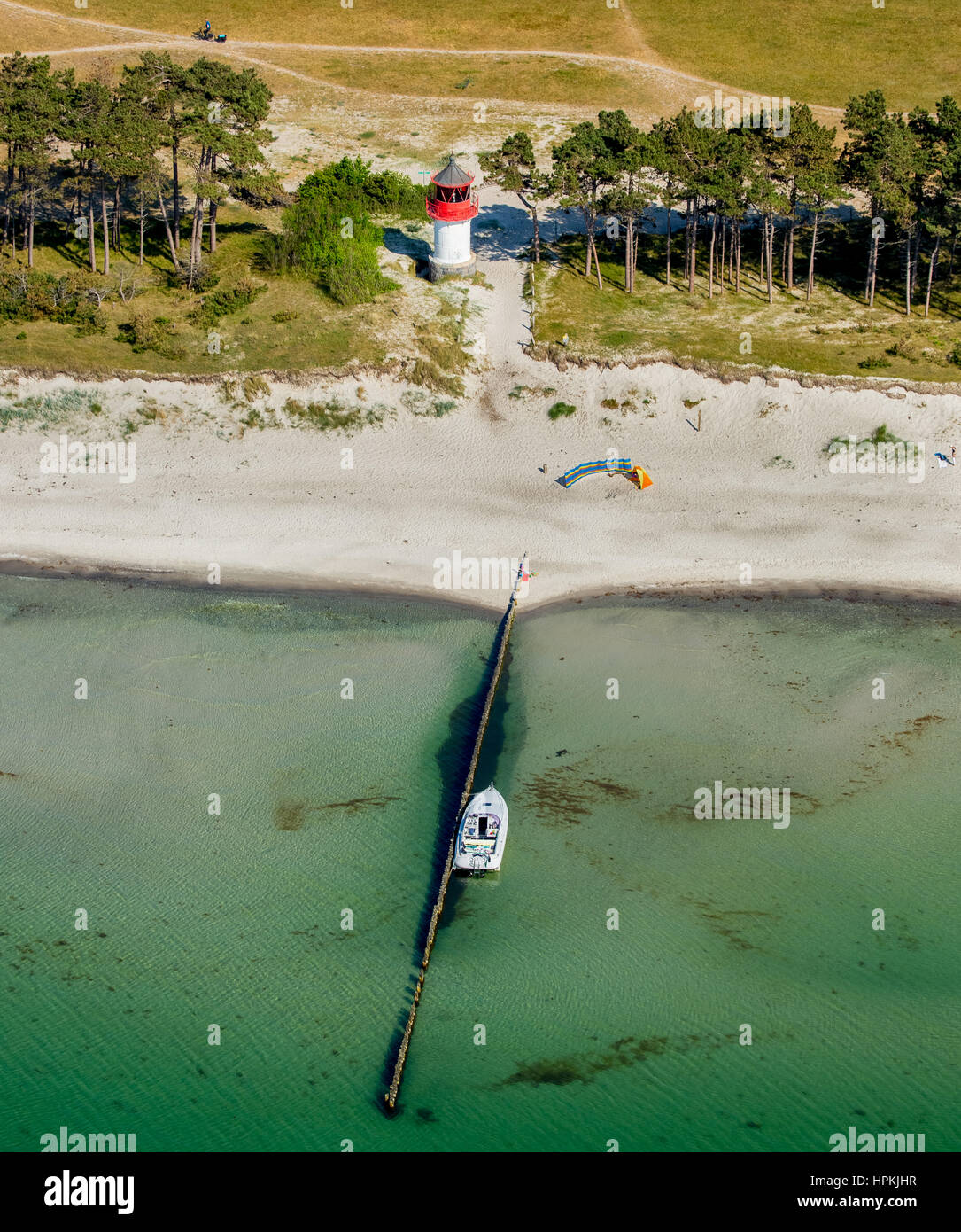 Leuchtturm, Südinsel, Leuchtturm, Strand, Strand, Insel Hiddensee, Ostküste, Vorpommern, Mecklenburg-West Pomerania, Deutschland Stockfoto