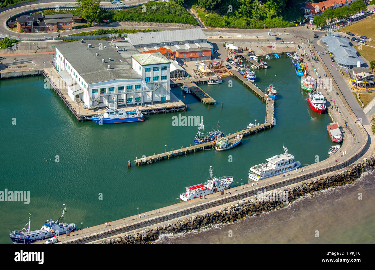 Sassnitz Hafen, Mole, Hotel Fürstenhof an der Seepromenade resort Architektur, Sassnitz, Insel Rügen, Ostseeküste, Vorpommern, Stockfoto