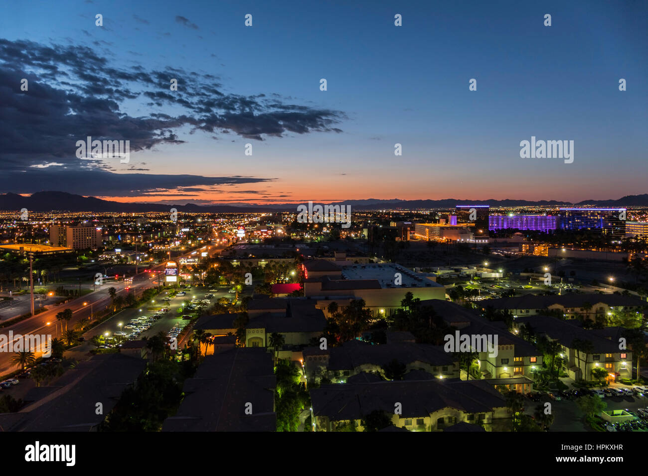 Las Vegas, Nevada, USA - 10. Mai 2016: Hüttentouren Schein auf Flamingo Road östlich von Las Vegas Strip. Stockfoto