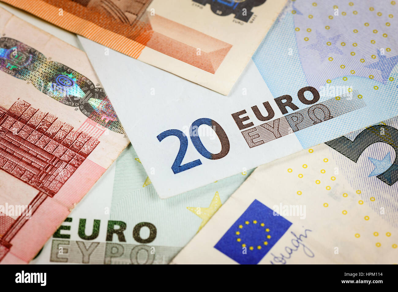 Europäische Währung Geld, Euro-Banknoten, Finanzkonzept Stockfoto