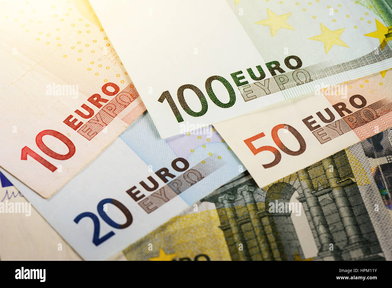 Europäische Währung Geld, Euro-Banknoten, Finanzkonzept Stockfoto