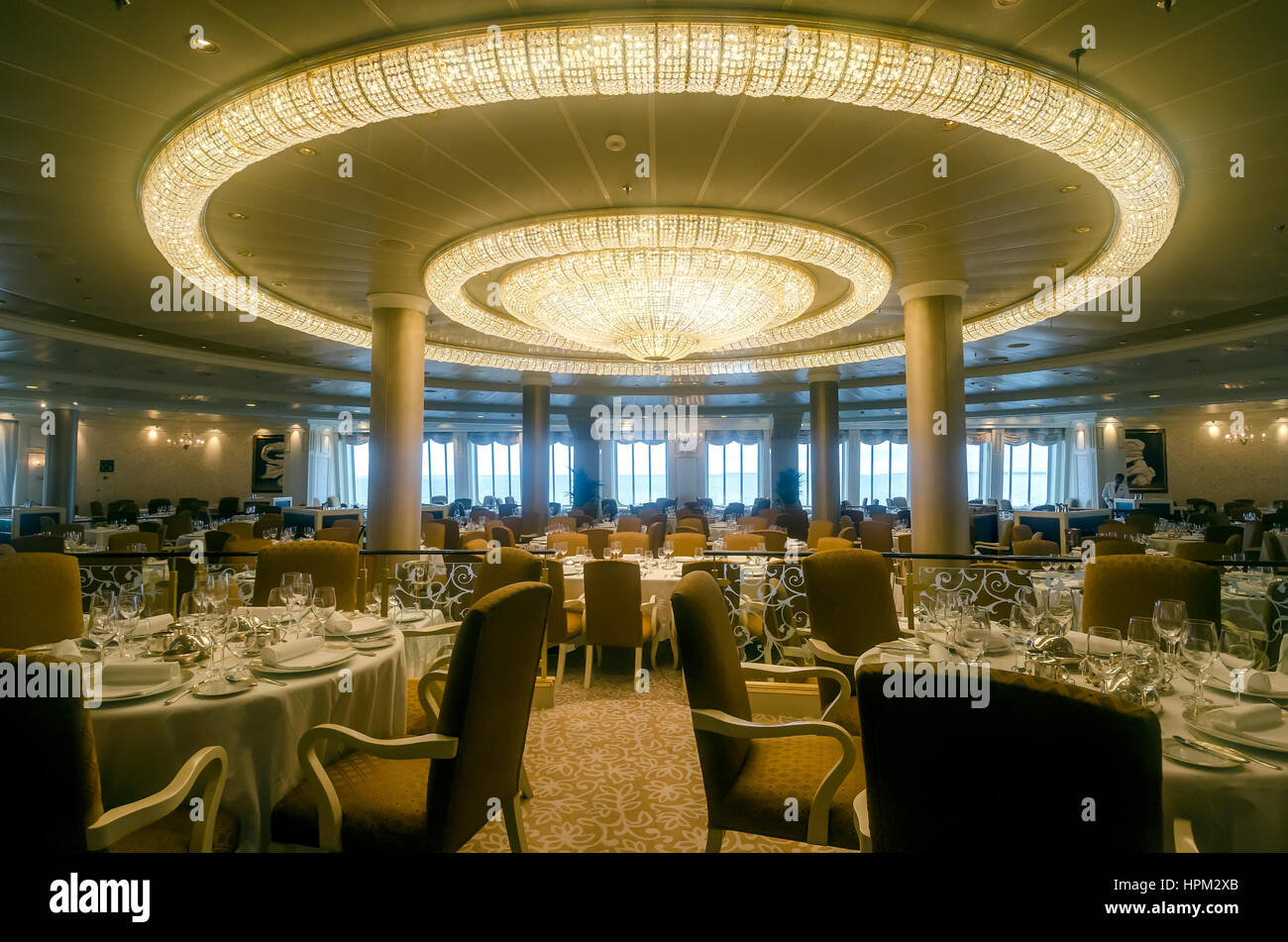 Oceania Marina Kreuzfahrt Schiff innen Grand Dining Room Stockfoto