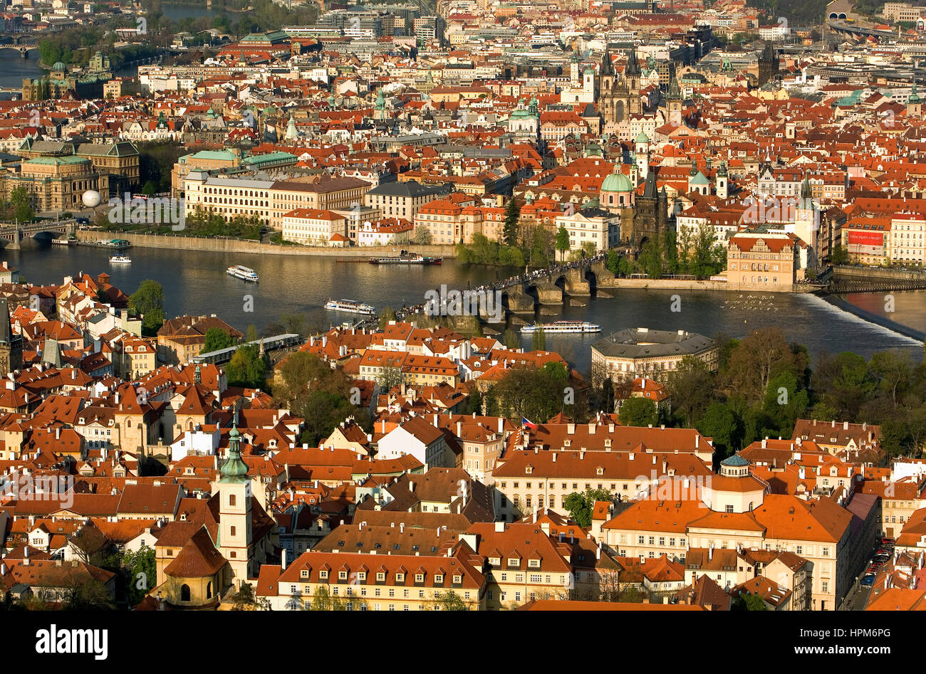 Panorama von Prag und Vltrava River. Malá Strana und Staré Mesto.Prague. Tschechische Republik Stockfoto