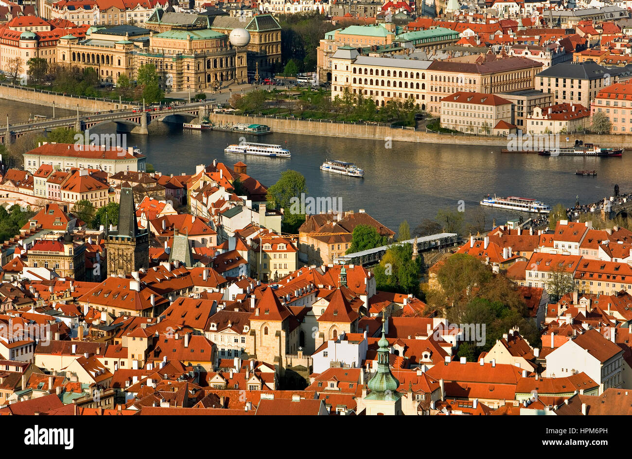 Panorama von Prag und Vltrava River. Malá Strana und Staré Mesto.Prague. Tschechische Republik Stockfoto
