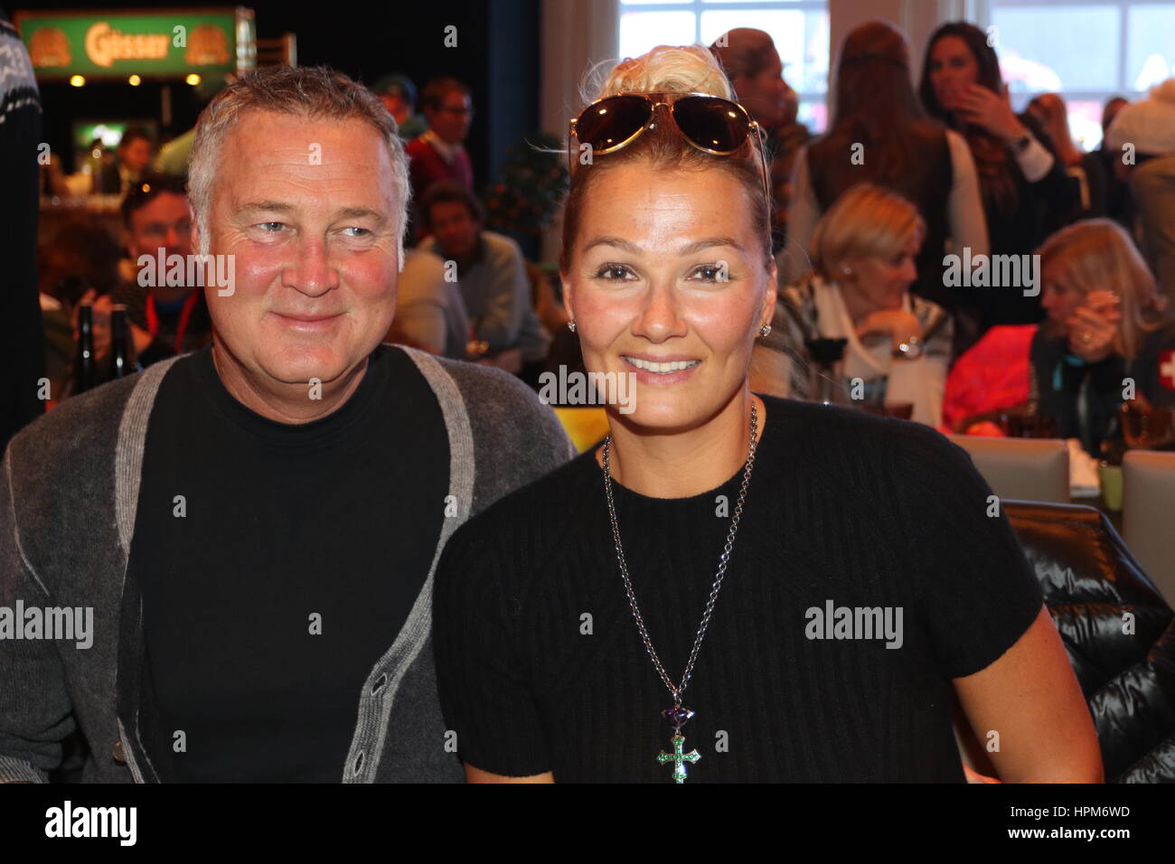 77. Hahnenkamm-Rennen - Celebrity Charity Ski Race Featuring: Franziska van Almsick, Juergen B. Harder. Wo: Kitzbühel, TIROL, Österreich bei: Kredit-21. Januar 2017: ATP/WENN.com Stockfoto