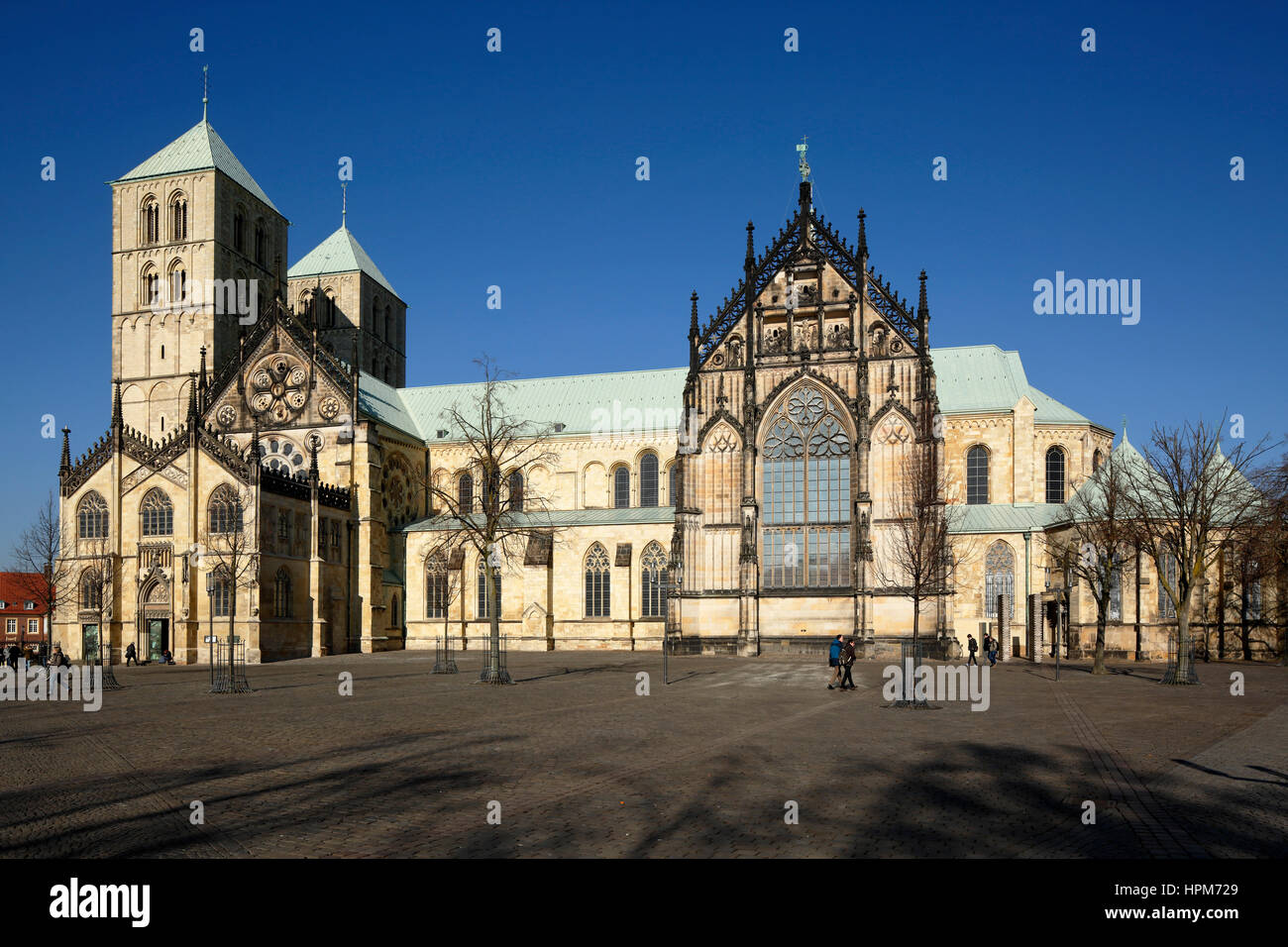 Kathedralkirche, Sankt-Paulus-Dom bin Domplatz in Münster, Westfalen, Nordrhein-Westfalen Stockfoto