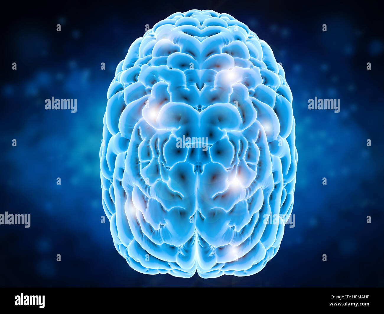 Brain Power-Konzept mit 3d Rendering glänzenden menschlichen Gehirn Stockfoto