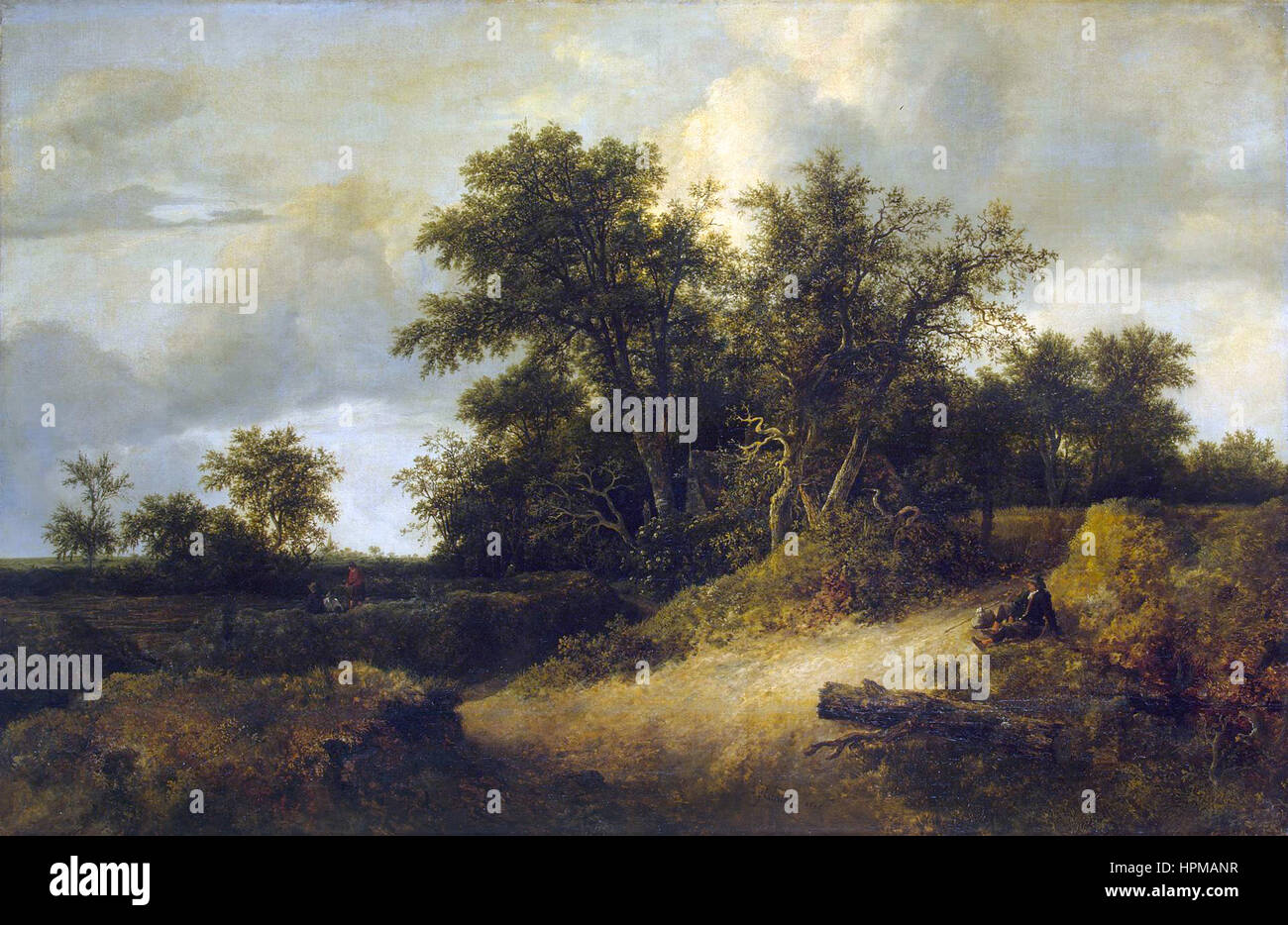 Jacob Isaacksz. van Ruisdael - Landschaft mit einem Haus im Wald Stockfoto