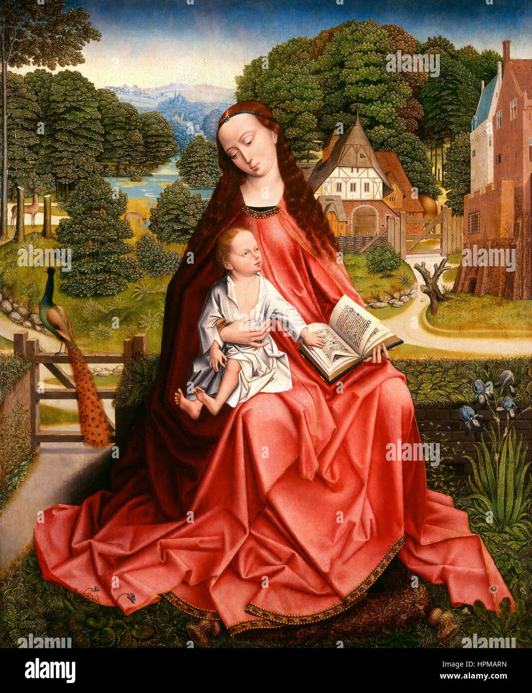 Meister der gestickten Laub Jungfrau mit Kind in einer Landschaft 1492-1498 Stockfoto