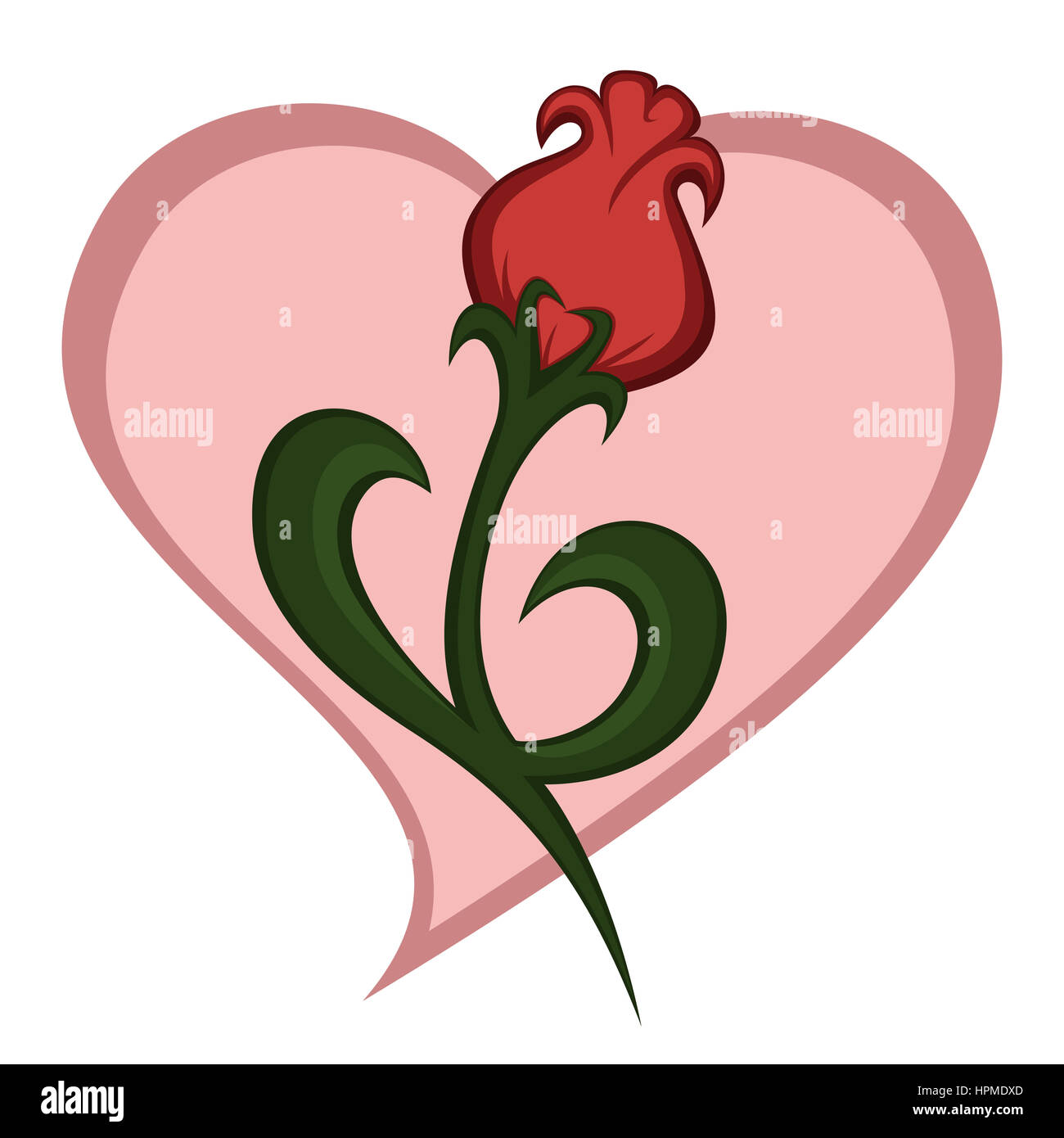 eine schöne Blume Rose-ähnliche Darstellung (mit Herz Hintergrund) Stockfoto