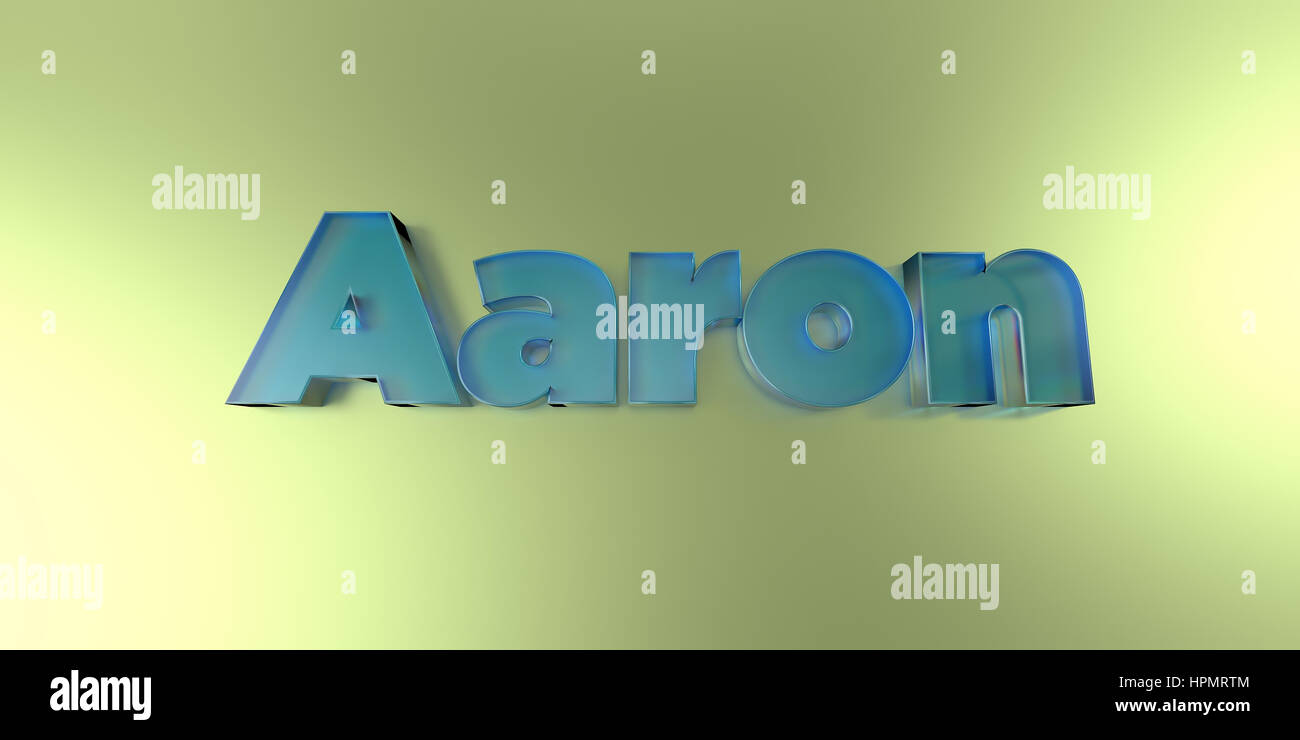 Aaron buntes Glas Text auf lebendige Hintergrund 3D gerenderten