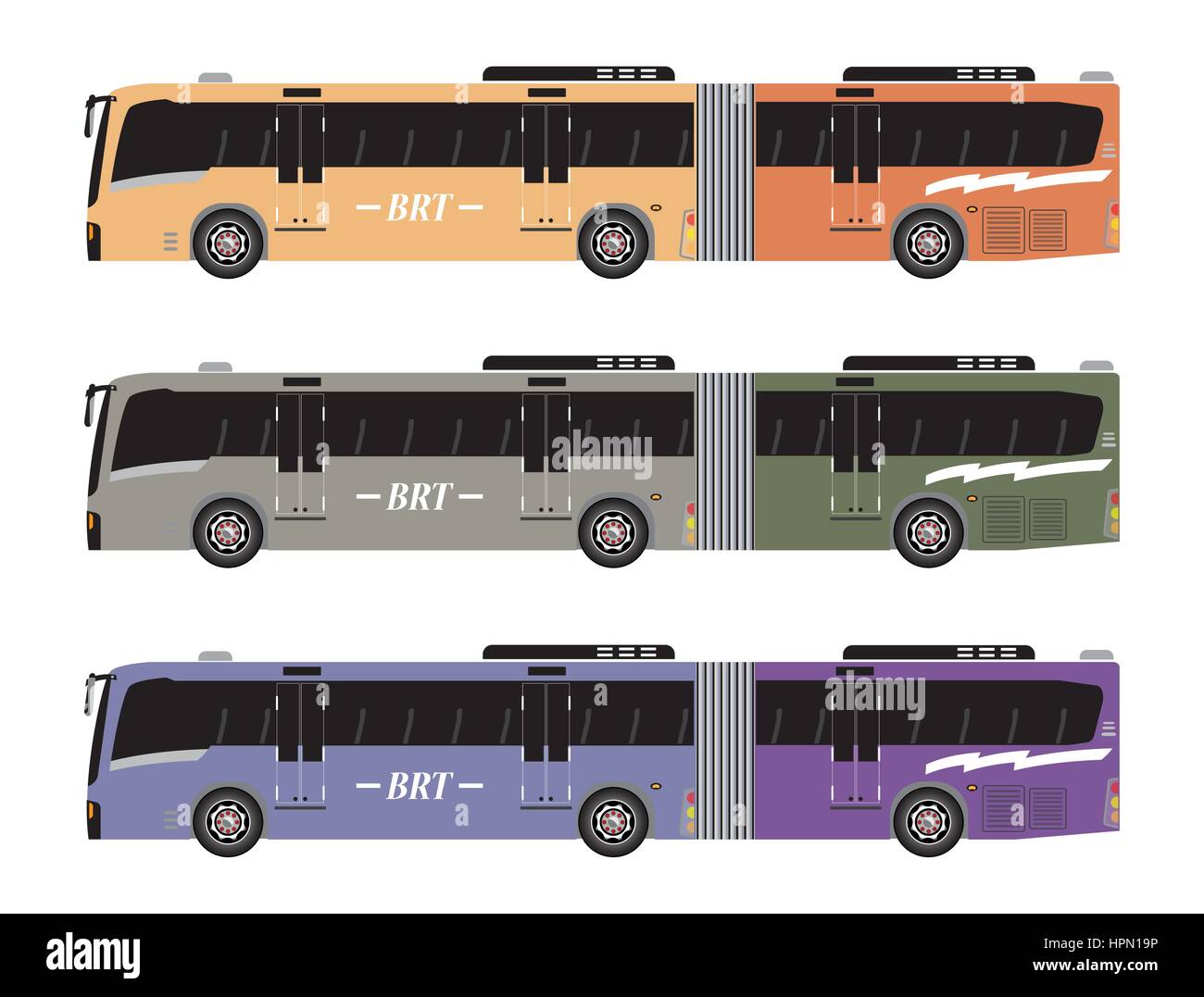 Einstellen des Bus Rapid Transit oder BRT Vektor Ioslated mit Hintergrund Stock Vektor