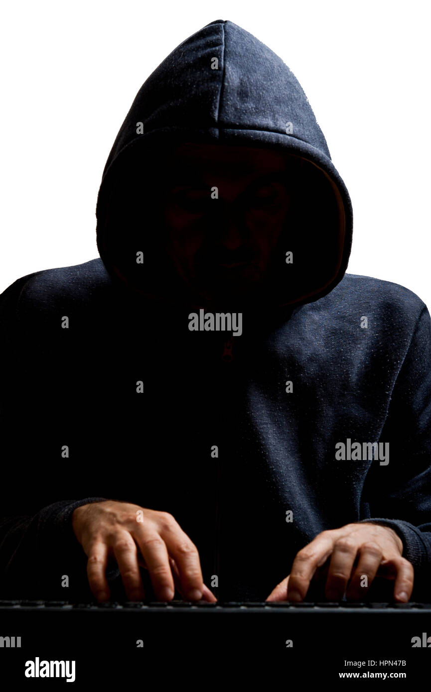 geheimnisvoll und anonyme Hacker in Aktion Stockfoto